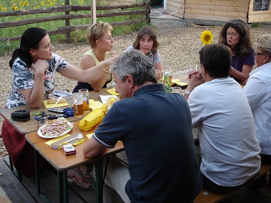 Geburtstagsrunde beim Sonnenblumenfest, Wr.Neudorf, Palmersacker